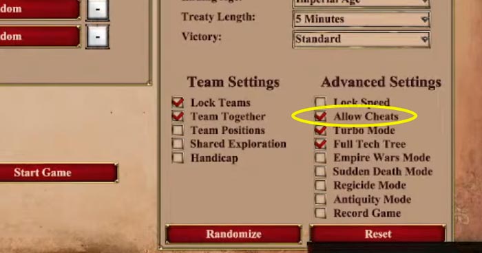 How to Enable Cheats in Age of Empires II